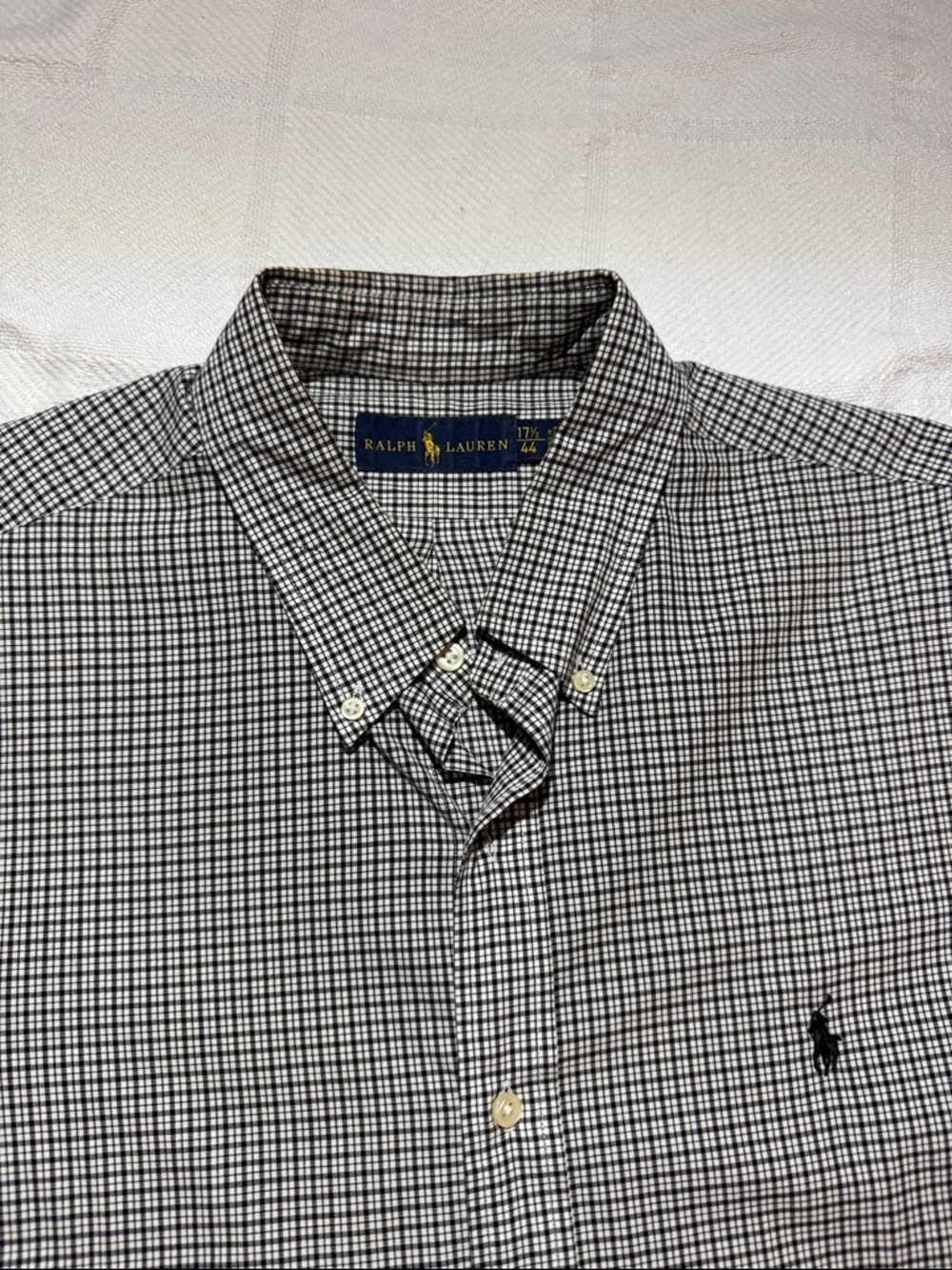 Ralph Lauren ventage, men, 17 1/2 Black & White Check Button-Down Shirt